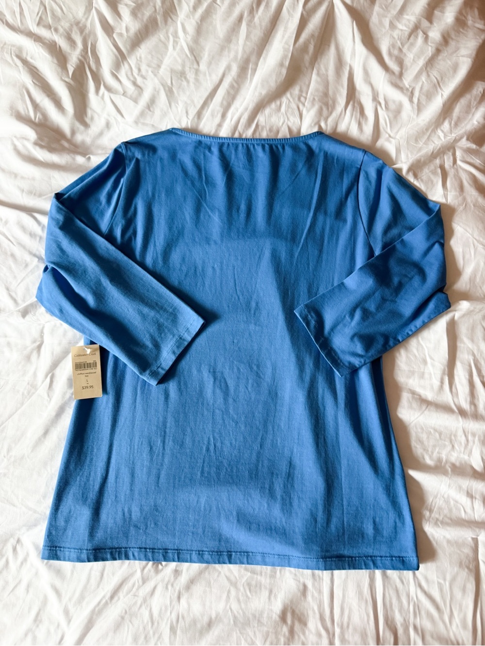 Coldwater Creek Blue Chiffon Necklaced Tee Size Large - Picture 2 of 4